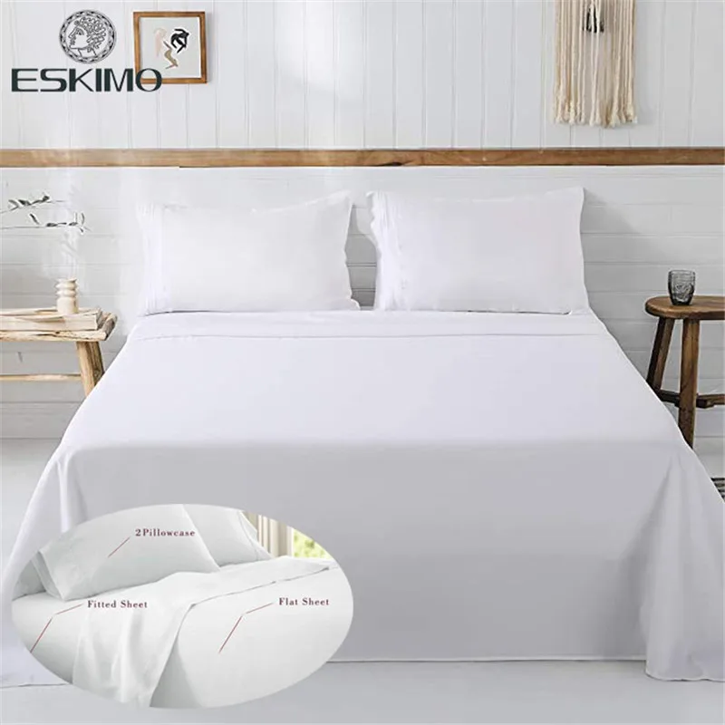 ESKIMO 4Pcs General Standard Solid Color Bed Sheet Set Super Soft Silky Smooth Microfiber Luxury Sheet cover pillowcases set
ESKIMO 4Pcs General Standard Solid Color Bed Sheet Set Super Soft Silky Smooth Microfiber Luxury Sheet cover pillowcases set