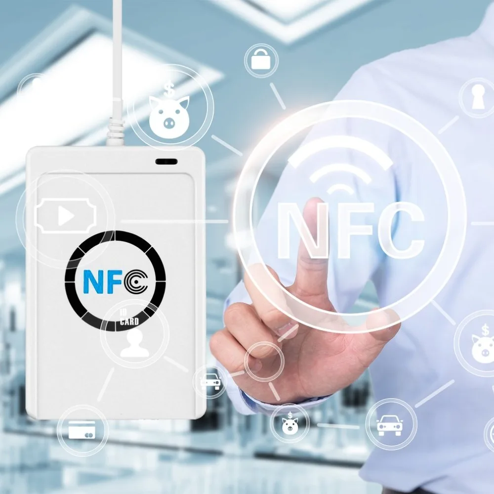 1 set Professional USB ACR122U NFC RFID Smart Card Reader For all 4 types of NFC (ISO/IEC18092) Tags + 5pcs M1 Cards
1 set Professional USB ACR122U NFC RFID Smart Card Reader For all 4 types of NFC (ISO/IEC18092) Tags + 5pcs M1 Cards