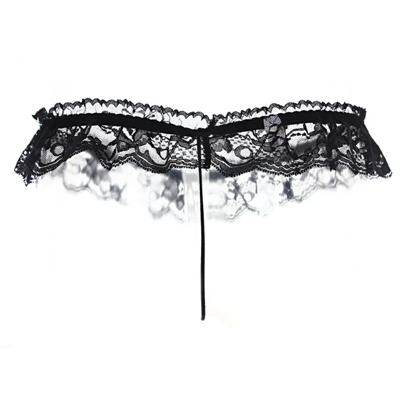 

New Women's Panties Sexy Thongs with Pearl Panties Low Waist Lace Women Briefs T - Back Transparent G String Intimate Lingerie