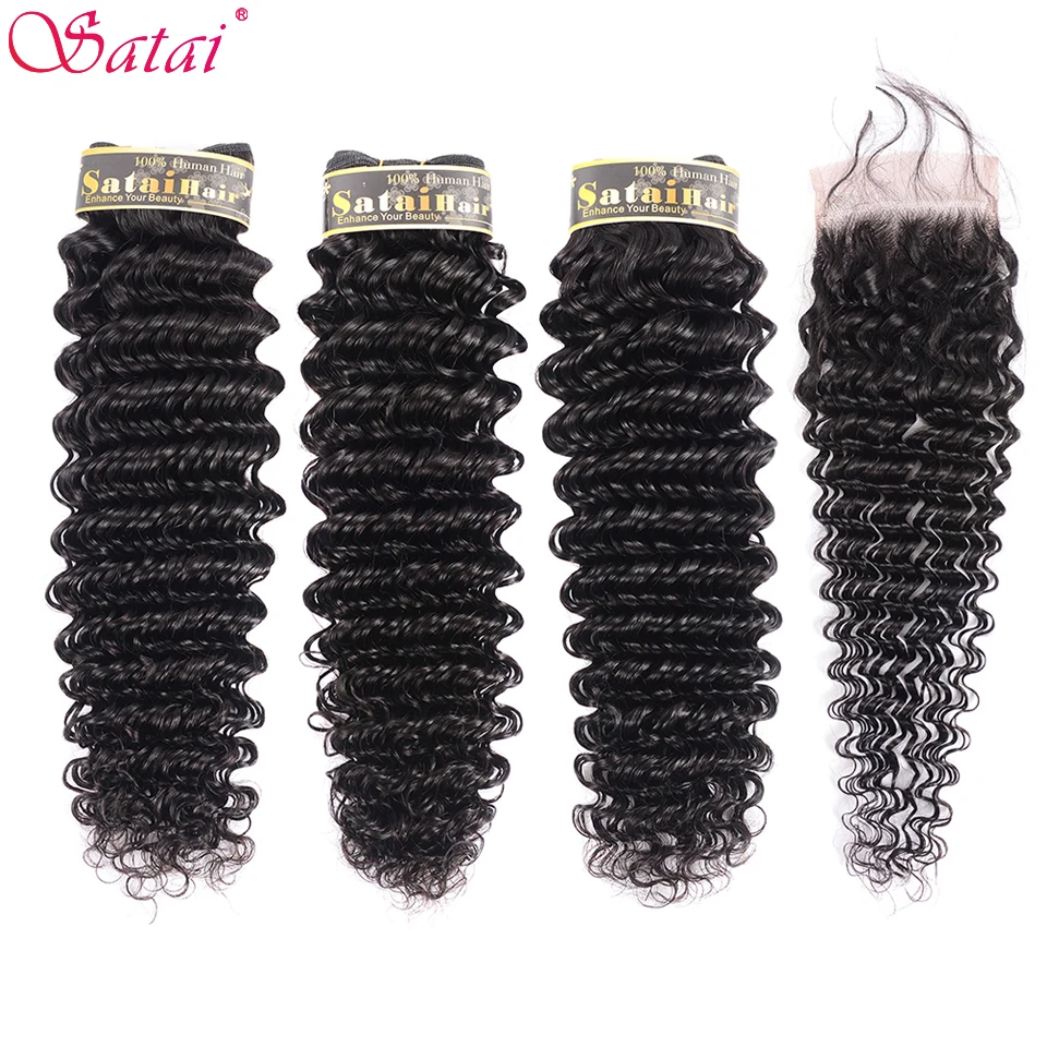Satai Deep Wave Human Hair Bundles with Closure Middle Part 3 Bundles With Closure Brazilian Hair Weave Bundles Non Remy Hair
Satai Deep Wave Human Hair Bundles with Closure Middle Part 3 Bundles With Closure Brazilian Hair Weave Bundles Non Remy Hair