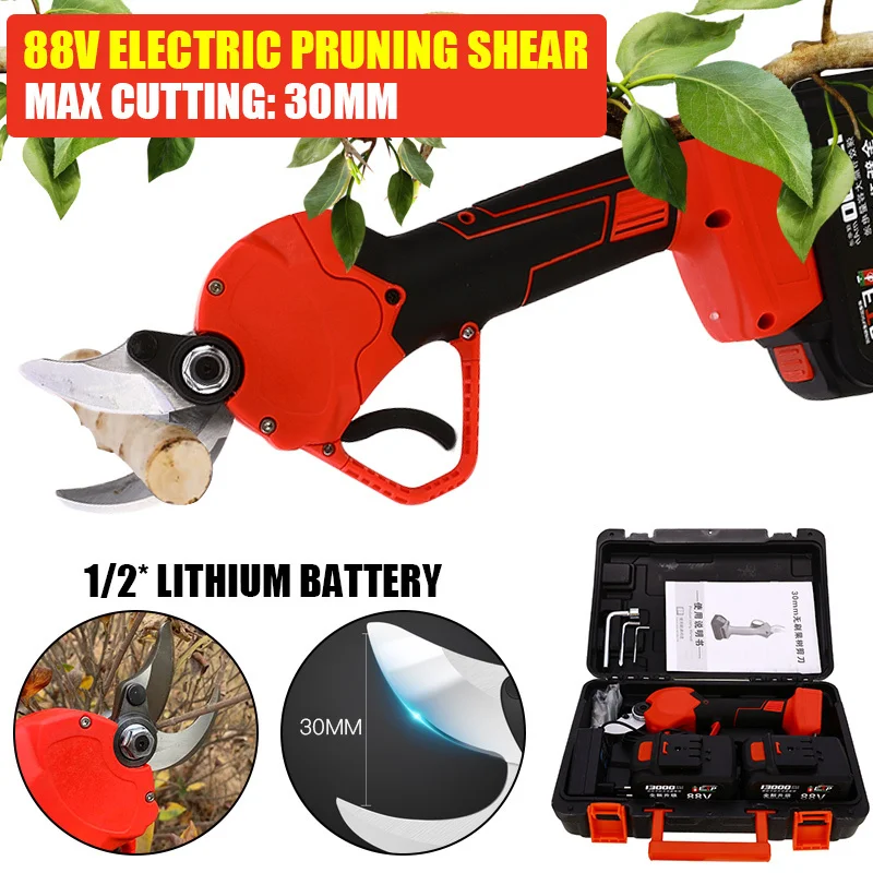 88V Cordless Rechargeable Lithium Tree Pruning Shears 30mm Garden Cutter Pruning Tools Grafting Cutting Shears
88V Cordless Rechargeable Lithium Tree Pruning Shears 30mm Garden Cutter Pruning Tools Grafting Cutting Shears