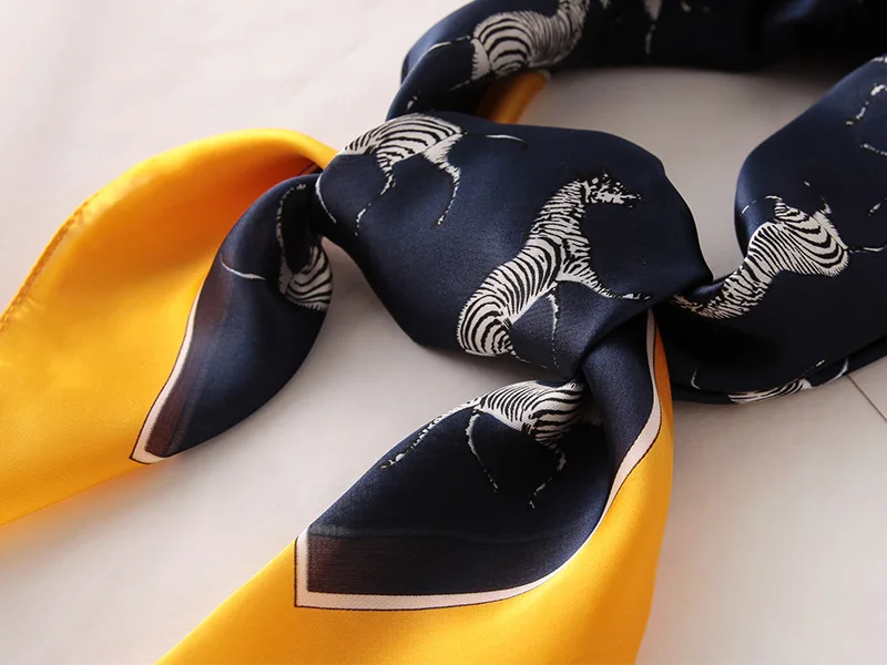 Luxury Silk Plaid Scarf - Soft Satin Neck Tie Hair Band for Women