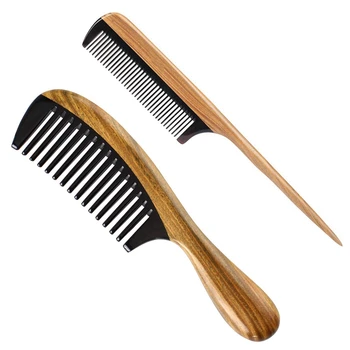 2 pcs Sandalwood Hair Combs Scent Natural Hair Detangler Wooden Comb-1 pcs green & log color 
2 pcs Sandalwood Hair Combs Scent Natural Hair Detangler Wooden Comb-1 pcs green & log color