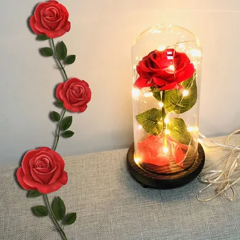 New Simulation Red Rose Glass Dome Wooden Base with Remote Control 8 Modes For Valentine's Gifts LED Rose Lamps Christmas 
New Simulation Red Rose Glass Dome Wooden Base with Remote Control 8 Modes For Valentine's Gifts LED Rose Lamps Christmas