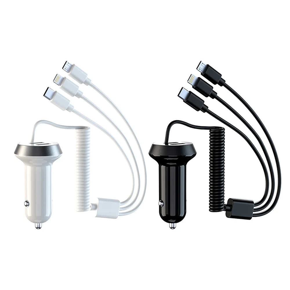 Universal 3 in 1 Dual USB Car Charger with Three Charging Lines Fast Charging Cigarette Lighter 18W 12-24V Car Charger
Universal 3 in 1 Dual USB Car Charger with Three Charging Lines Fast Charging Cigarette Lighter 18W 12-24V Car Charger