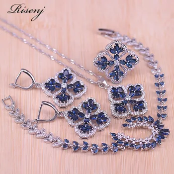 Risenj Blue Stone Big Leaf Square Silver Color Costume Jewelry Set Earrings Ring Necklace Bracelet Set Bridal Jewelry Set
Risenj Blue Stone Big Leaf Square Silver Color Costume Jewelry Set Earrings Ring Necklace Bracelet Set Bridal Jewelry Set