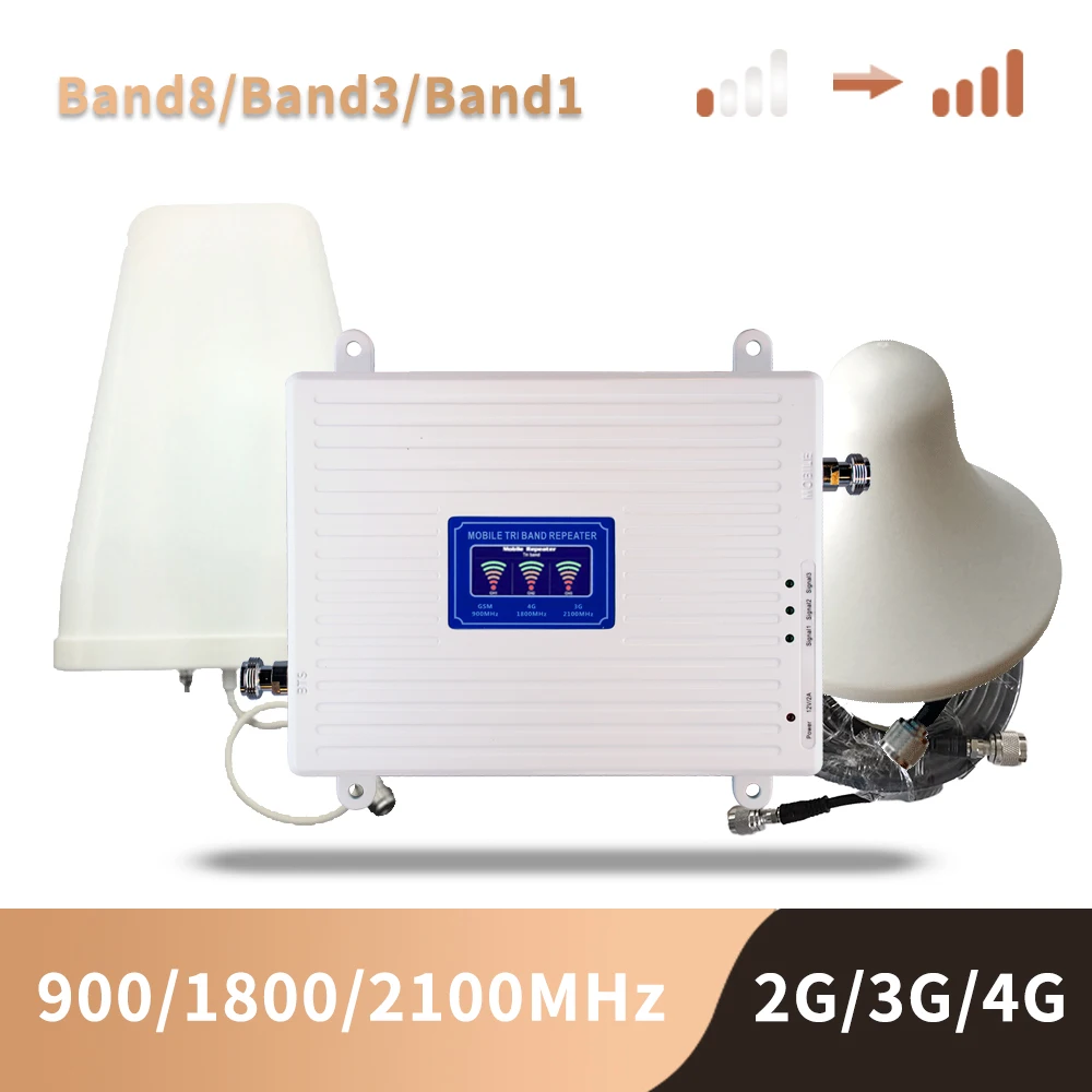 

GSM 2G 3G 4G Cell Phone Booster Tri Band Mobile Signal Amplifier LTE Cellular Repeater GSM DCS WCDMA 900 1800 2100 Set