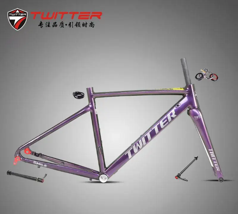 Carbon Road Bike Frame Twitter AL7005 Fork SMILE 700c Disc Brake Thru-axle Smooth Welding Inner Cable UV Laser
Carbon Road Bike Frame Twitter AL7005 Fork SMILE 700c Disc Brake Thru-axle Smooth Welding Inner Cable UV Laser