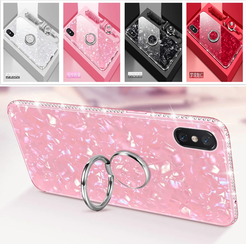 For iphone 11 Pro Max X XR XS Max 8 7 6 6s Plus Bling Conch Shell Luxury Finger Ring Kickstand Tempered Glass Phone Cover Cases
For iphone 11 Pro Max X XR XS Max 8 7 6 6s Plus Bling Conch Shell Luxury Finger Ring Kickstand Tempered Glass Phone Cover Cases