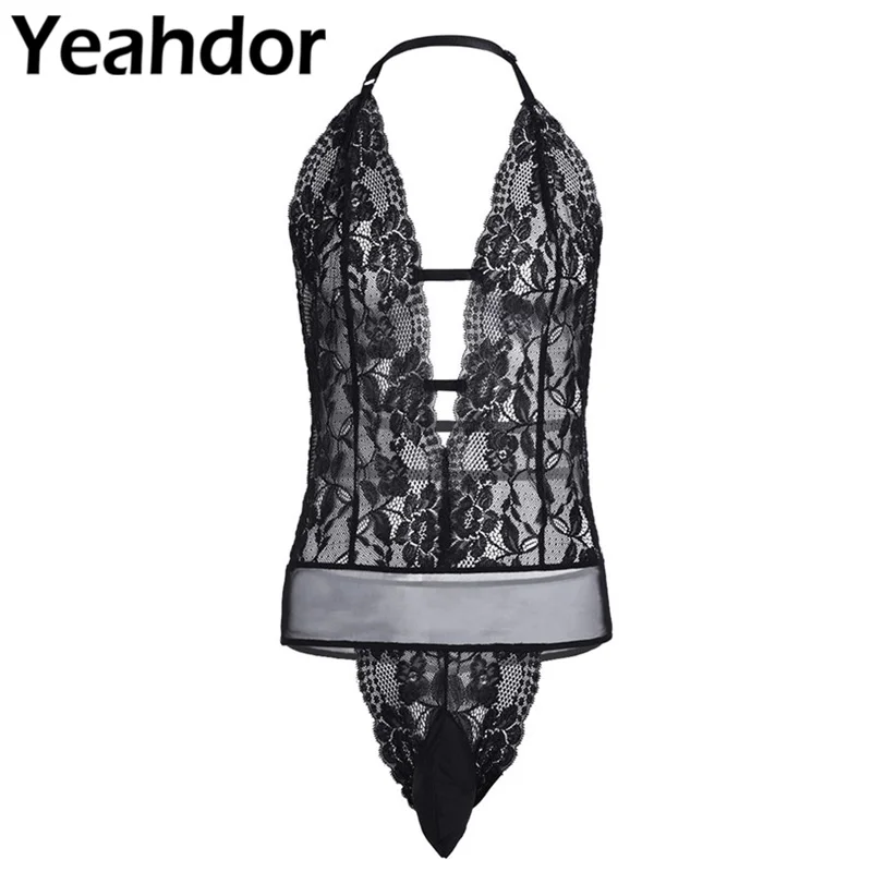 Mens Sissy Lingerie Sleeveless Halter Deep V Plunging Backless See Through Lace Floral Bulge Pouch Open Butt One Piece Bodysuit
Mens Sissy Lingerie Sleeveless Halter Deep V Plunging Backless See Through Lace Floral Bulge Pouch Open Butt One Piece Bodysuit