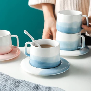 RHE 200m lblue pink Ceramic coffee cup set Restaurant cafe Utensils Pull flower Milk mixing Mup gift Travel Cup
RHE 200m lblue pink Ceramic coffee cup set Restaurant cafe Utensils Pull flower Milk mixing Mup gift Travel Cup