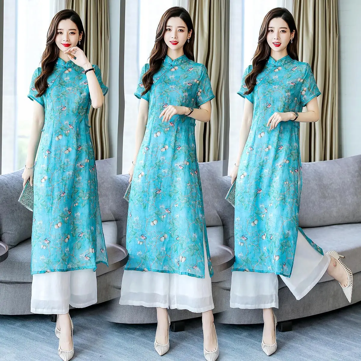 Modified Cheongsam 2019 Summer New Style Younger Fashion Western Style Two-Piece Set Tea Service Retro Elegant Dress Women's
Modified Cheongsam 2019 Summer New Style Younger Fashion Western Style Two-Piece Set Tea Service Retro Elegant Dress Women's