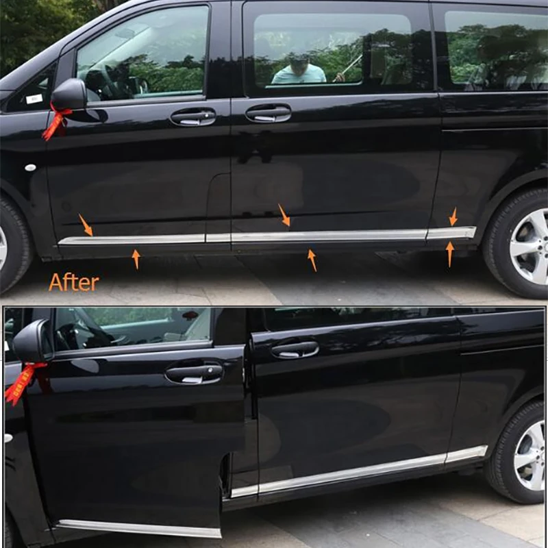 UBLUEE для Mercedes-Benz V-Klasse V Class V250 V260 VITO W447 2014 - 2017 ABS Хромированная боковая формовочная