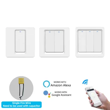 Smart Life WiFi Smart Light Switch EU Type 220V Push Button APP Voice Control With Alexa Google Home 1/2/3 Gang,Single Fire Wire
Smart Life WiFi Smart Light Switch EU Type 220V Push Button APP Voice Control With Alexa Google Home 1/2/3 Gang,Single Fire Wire