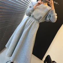 Sweet Slim Jurken Korea O-neck Lange Mouwen Thicken Fluwelen Hoge Elastische Taille Casual Zakken Winter Warm Maxi Jurk Dress
Sweet Slim Jurken Korea O-neck Lange Mouwen Thicken Fluwelen Hoge Elastische Taille Casual Zakken Winter Warm Maxi Jurk Dress