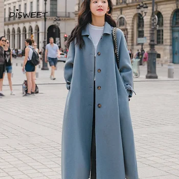 Korean Version of Woolen Coat Female Harajuku Fashion Bow Long Ladies Coat Autumn Winter Casual Loose Single-breasted Wool Coats
Korean Version of Woolen Coat Female Harajuku Fashion Bow Long Ladies Coat Autumn Winter Casual Loose Single-breasted Wool Coats