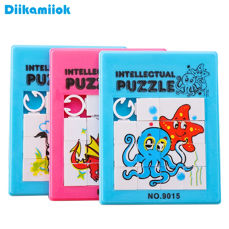 Kids Twelve Plaid Classic Slide Puzzle Logic Game Digital and Animals Pattern Plastic Jigsaw Puzzles Children Educational Toys | Игрушки и