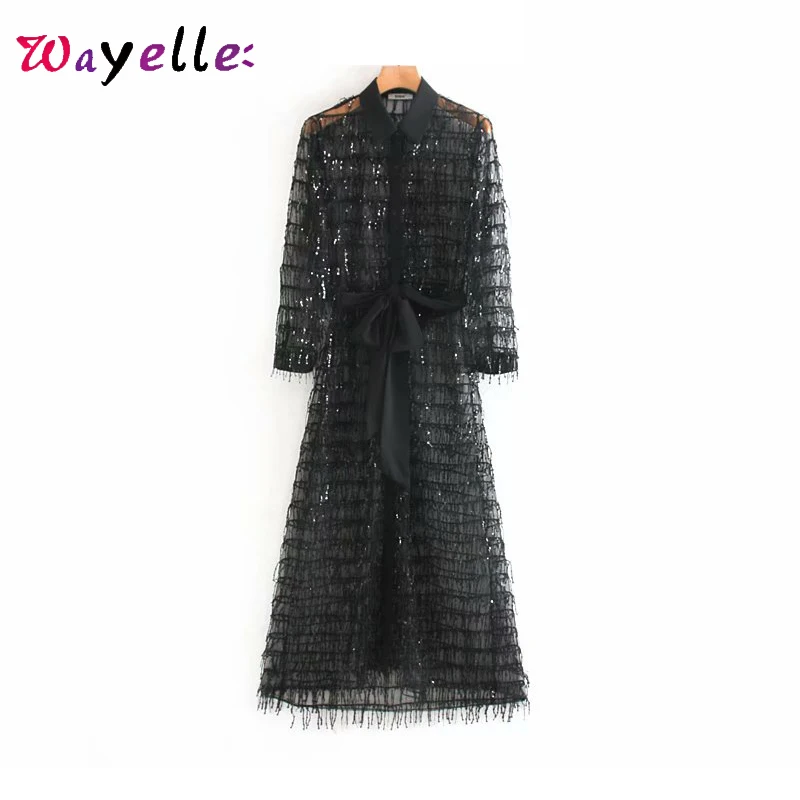 Sequined Dress Vintage Transparent Mesh Dress Autumn Black Elegant Sexy Long Dress Women Classic Chic Bow Tie Party Dress Women
Sequined Dress Vintage Transparent Mesh Dress Autumn Black Elegant Sexy Long Dress Women Classic Chic Bow Tie Party Dress Women