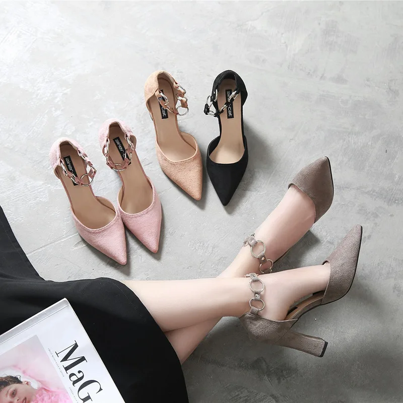 3812 Europe And America 2018 Spring Metal Straight-line Buckle Chunky-Heel Suede Pointed Shoes WOMEN'S Shoes Hallow Sandals High
3812 Europe And America 2018 Spring Metal Straight-line Buckle Chunky-Heel Suede Pointed Shoes WOMEN'S Shoes Hallow Sandals High