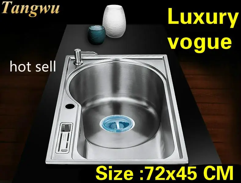 

Free shipping Apartment luxury kitchen single trough sink vogue do the dishes 304 stainless steel hot sell 72x45 CM
