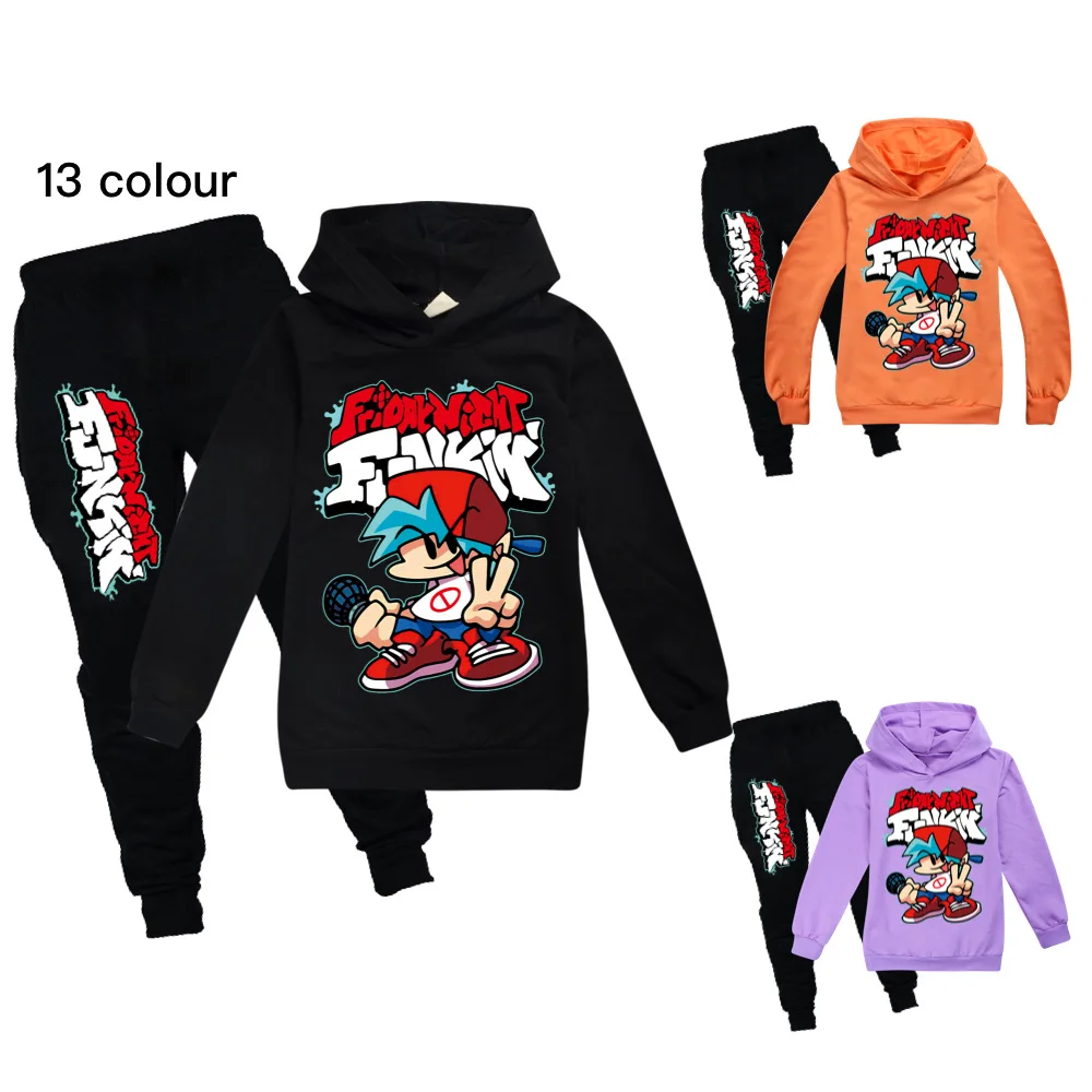 

2021 New Kids Clothes Girls Outfits Friday Night Funkin Game Long Sleeve Hoodies Pants Suit for Teens Girl Boys Jogger Set 2pcs