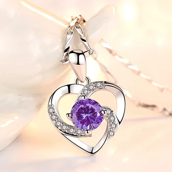 Aquamarine &Amethyst gemstones love heart diamonds Pendant necklaces for women 18k white gold silver color choker jewelry gift
Aquamarine &Amethyst gemstones love heart diamonds Pendant necklaces for women 18k white gold silver color choker jewelry gift
