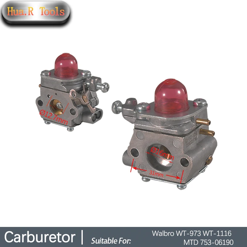 Carburetor Replacement For Walbro WT-973 WT-1116 MTD 753-06190 Troybilt TB21EC TB22EC TB32EC Pruning Trimmer Chainsaw Lawn Mower
Carburetor Replacement For Walbro WT-973 WT-1116 MTD 753-06190 Troybilt TB21EC TB22EC TB32EC Pruning Trimmer Chainsaw Lawn Mower