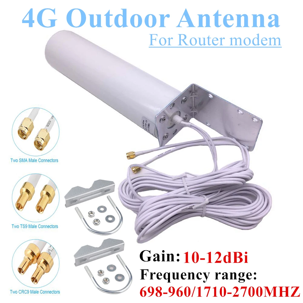 

WiFi antennas 4G LTE Outdoor Barrel antenna Waterproof SMA CRC9 TS9 Omni antenne High Gain 698-2700MHz for Huawei Router Modem