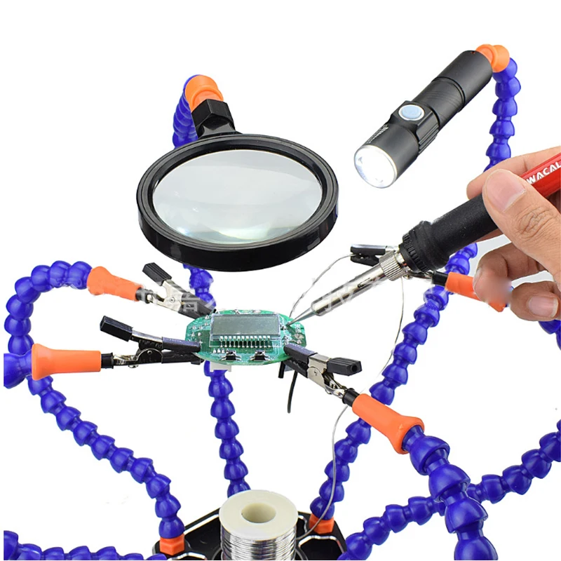 1PC Six-Claw Maintenance Magnifier Tool Desktop with Lamp Electric Circuit Board Auxiliary Soldering Station | Инструменты