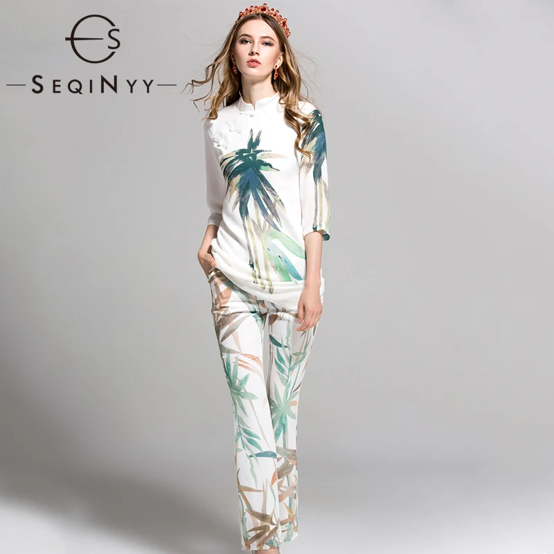 SEQINYY Slim Set 2020 Spring Autumn Fashion Design Cheongsam Half Sleeve Long Blouse + Long Pants Green Bamboo Leaf Print Suit
SEQINYY Slim Set 2020 Spring Autumn Fashion Design Cheongsam Half Sleeve Long Blouse + Long Pants Green Bamboo Leaf Print Suit