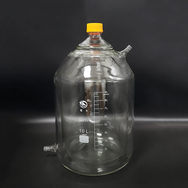 

Double-deck cylindrical single-necked flat bottom flask,Capacity 10000ml,GL45mm,Mezzanine jacketed reactor bottle,Reagent bottle