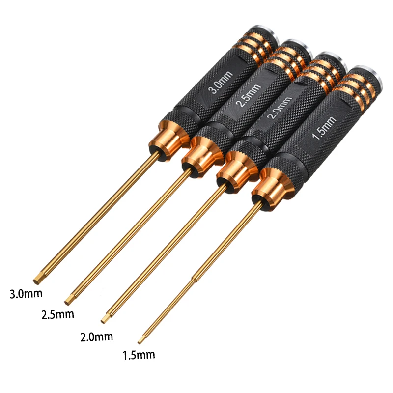 For Rc Helicopter Rc Toys Tools 4 pcs Hex Screw Driver Set Titanium Plating Hardened 1.5 2.0 2.5 3.0mm Screwdriver Mayitr