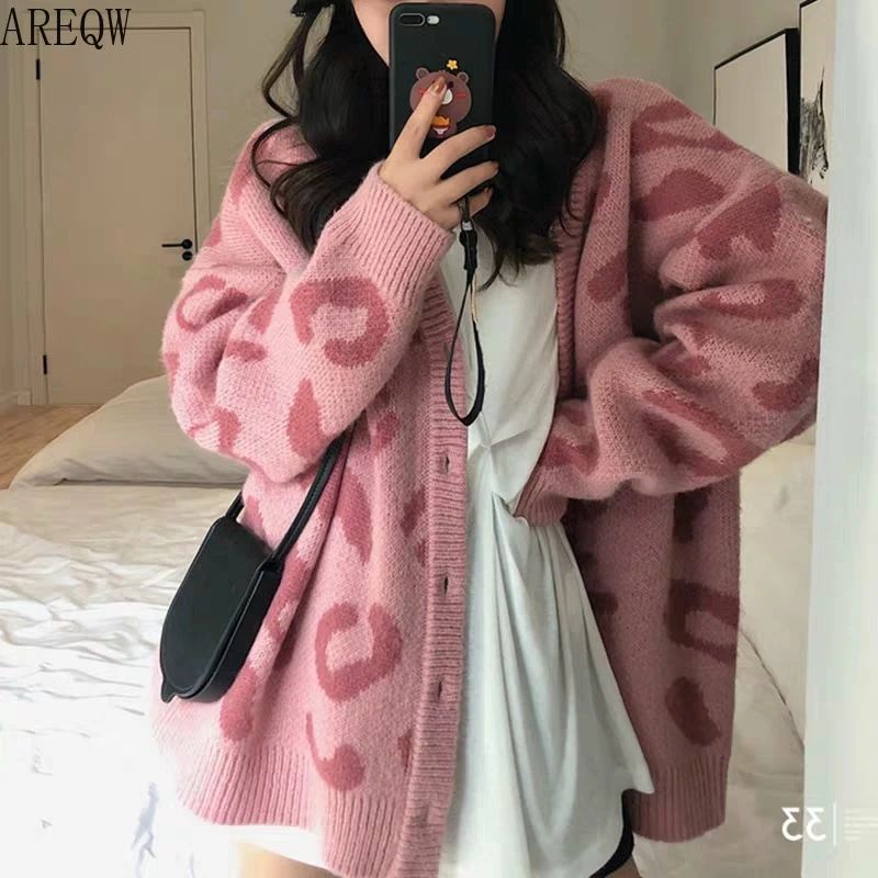 Leopard Print Ins Super Hot Women Sweater Cardigan Loose Autumn and Winter Knitted Jacket Retro Oversize Sweater
Leopard Print Ins Super Hot Women Sweater Cardigan Loose Autumn and Winter Knitted Jacket Retro Oversize Sweater
