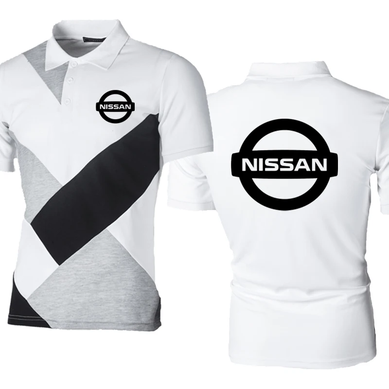 Fashion Casual trend NISSAN Car Logo Printing Men's POLO shirt Splicing short sleeve Cotton High Quality | Мужская одежда