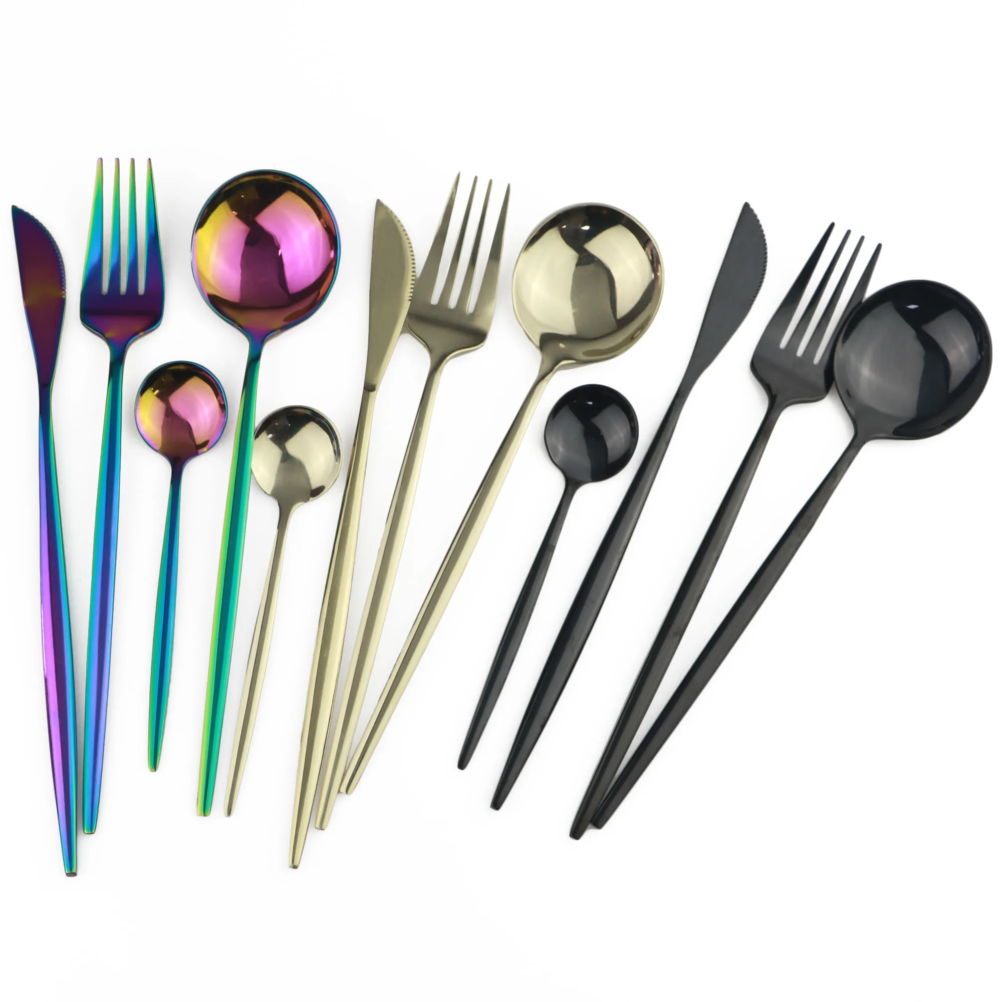 6set 24pcs Black Metal Dinnerware Mirror 304 Stainless Steel Flatware Set Home Party Dinner Set Knife Fork Spoon Tableware Set
6set 24pcs Black Metal Dinnerware Mirror 304 Stainless Steel Flatware Set Home Party Dinner Set Knife Fork Spoon Tableware Set