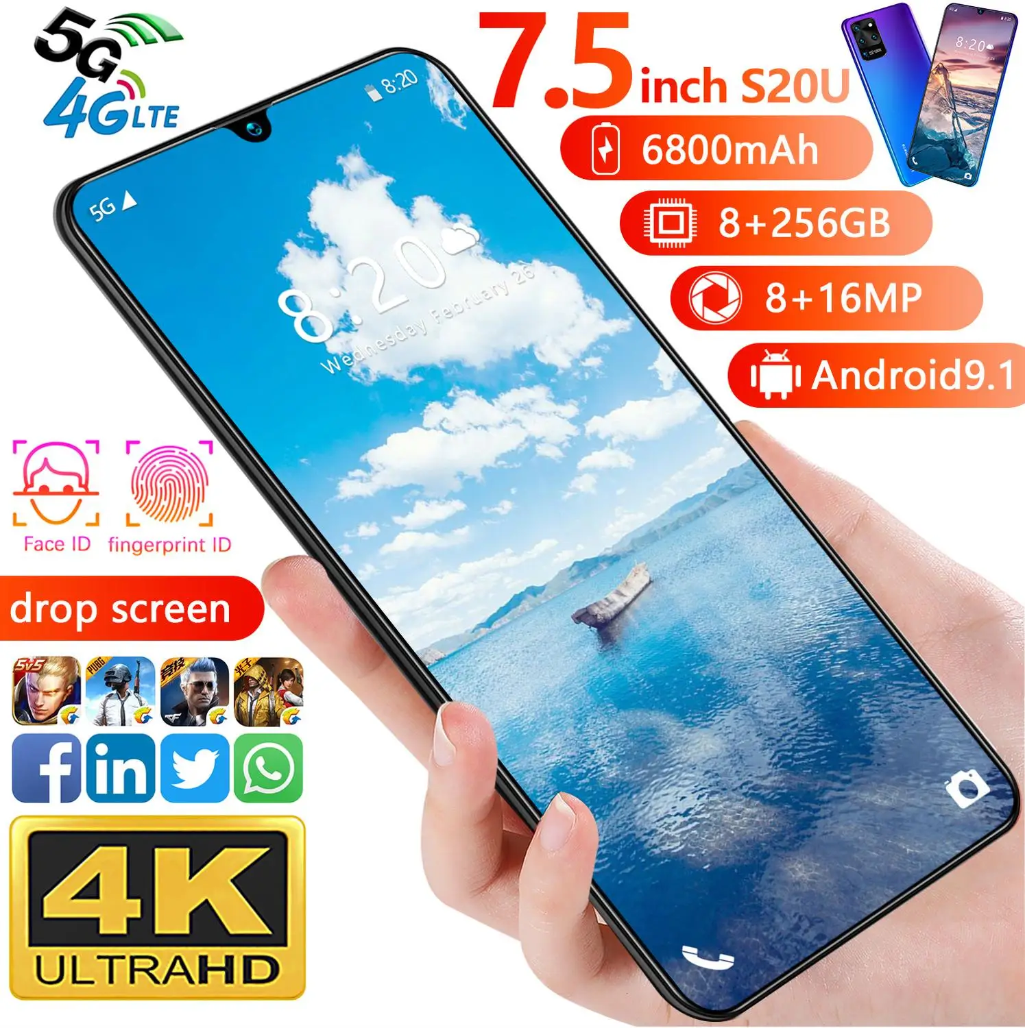 Android 9.0 Smart Phone 7.5 Inch Smartphone Plus Face/Fingerprint/Iris Recognition Free Case free shipping Cheap phone
Android 9.0 Smart Phone 7.5 Inch Smartphone Plus Face/Fingerprint/Iris Recognition Free Case free shipping Cheap phone