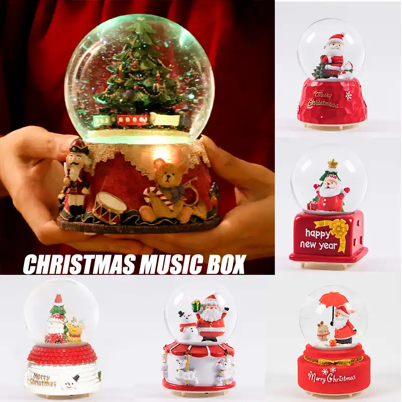 with dancing snowflakes santa claus crystal ball for christmas