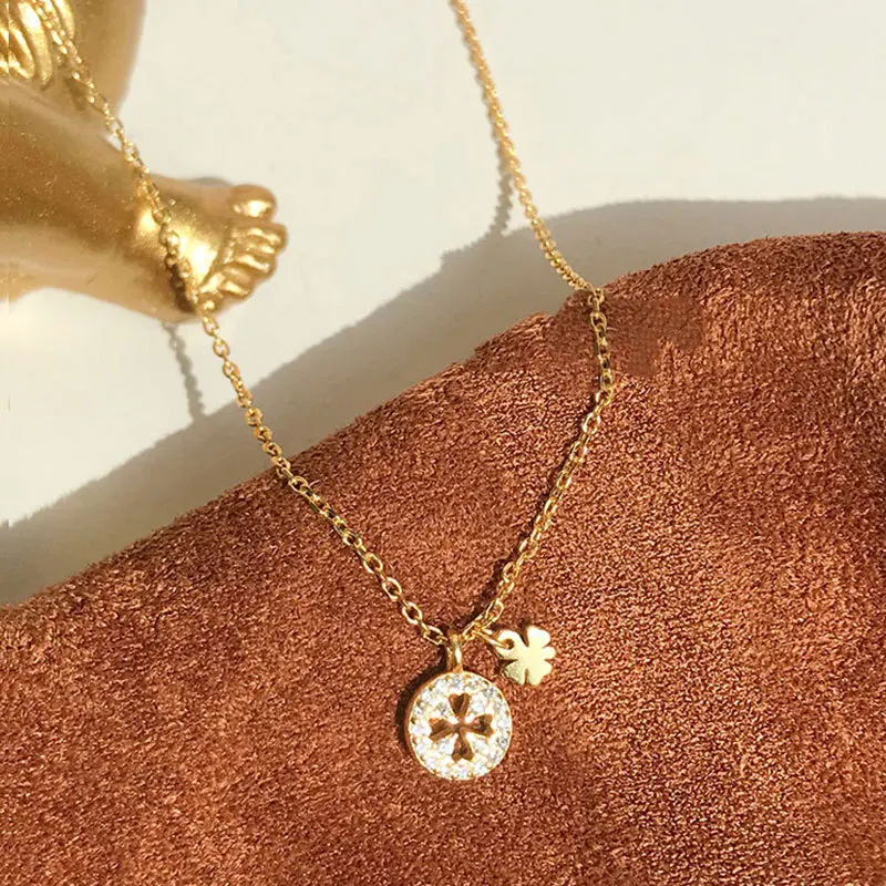 Lucky Four Leaf Clover Choker Necklace Women 925 Silver Pendants Necklaces Fashion Jewelry Korean Simple Bijoux Fine Gifts | Украшения и