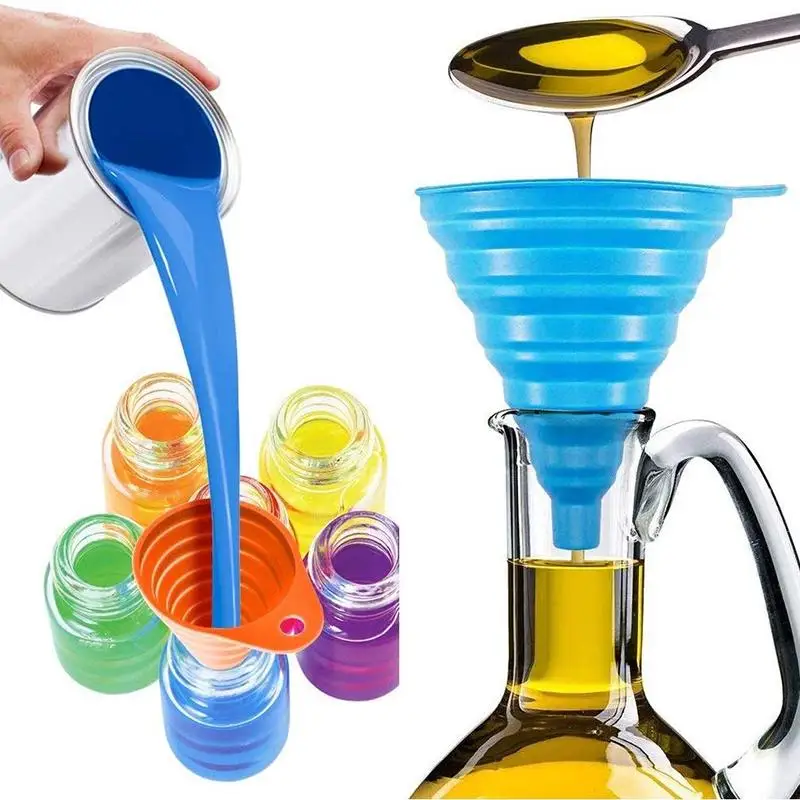 

1pcs Mini Foldable Funnel Silicone Collapsible Funnel Folding Portable Funnels Be Hung Household Liquid Dispensing Kitchen Tools