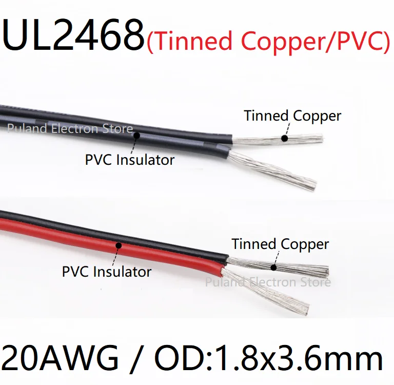 UL2468 2pins Electronic Wire 20AWG PVC Insulated Tinned Copper Extended Double Core Monitor Power Cable LED Line Black Red White
UL2468 2pins Electronic Wire 20AWG PVC Insulated Tinned Copper Extended Double Core Monitor Power Cable LED Line Black Red White