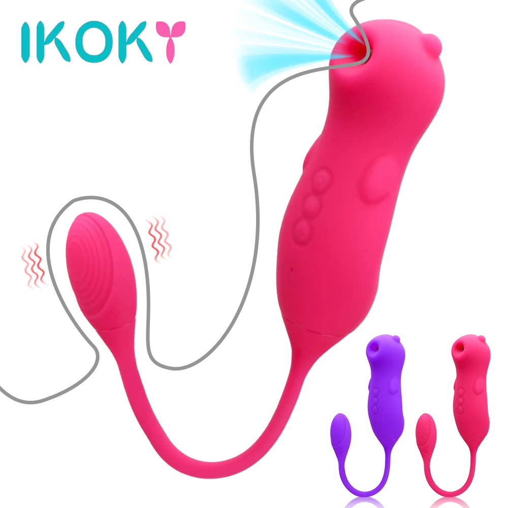 

IKOKY Sucking Vibator Clit Nipple Sucker Female Masturbator Sex Toys For Women 2 In 1 G Spot Clitoris Stimulator Vibrating Egg