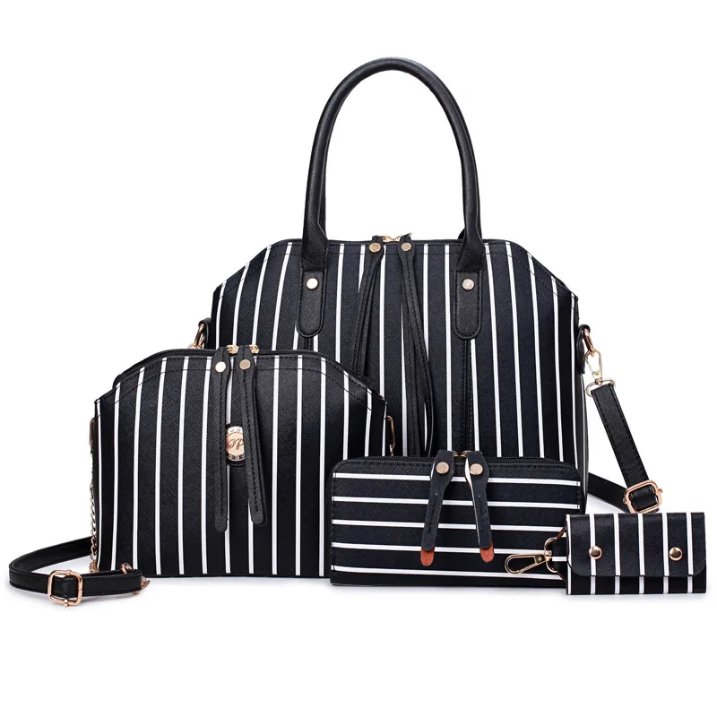 WOMEN'S Bag 2017 New Style Stripes Shell Bag Europe And America Fashion Four-piece Set Women's Handbag 
WOMEN'S Bag 2017 New Style Stripes Shell Bag Europe And America Fashion Four-piece Set Women's Handbag