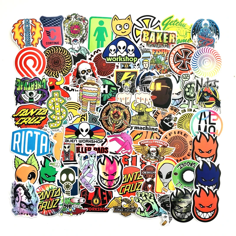 100 PCS Skateboard Fashion brand Logo Waterproof Sticker For Luggage Car Guaitar Skateboard Phone Laptop Bicycle Stickers 
100 PCS Skateboard Fashion brand Logo Waterproof Sticker For Luggage Car Guaitar Skateboard Phone Laptop Bicycle Stickers