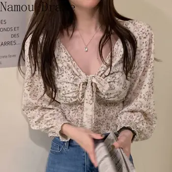 Floral Print Shirts Women V Neck Full Sleeve Blouse Bandage Lace Up Slim Waist Vintage Crop Tops 2020 New Blusas 3a475 
Floral Print Shirts Women V Neck Full Sleeve Blouse Bandage Lace Up Slim Waist Vintage Crop Tops 2020 New Blusas 3a475
