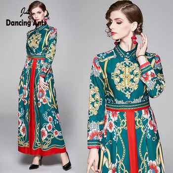 Woman A-line Dress Long Sleeve Turn-down Collar Lace Up Elegant Dresses Trend 2020 Vintage Floral-Printed Slim OL Long Dress 
Woman A-line Dress Long Sleeve Turn-down Collar Lace Up Elegant Dresses Trend 2020 Vintage Floral-Printed Slim OL Long Dress