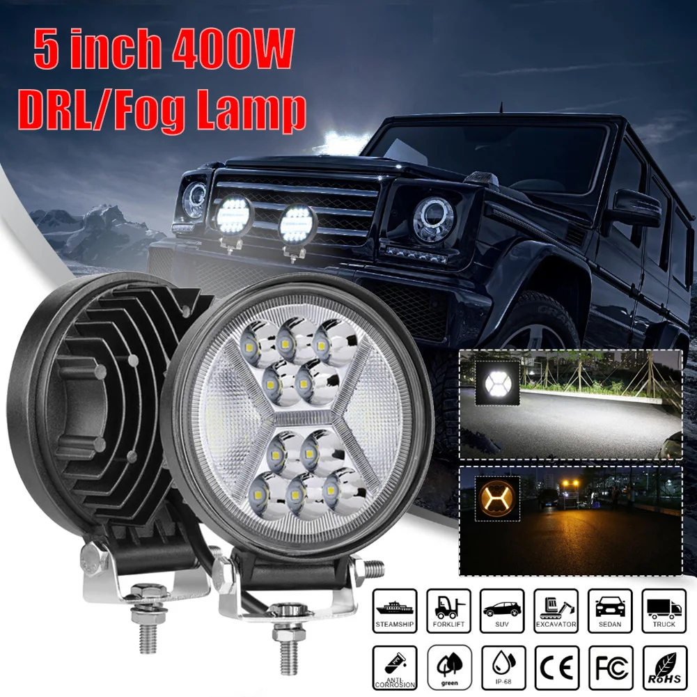 2PCS Fog Lamp 400W Round LED Work Driving Lights Spot Flood Amber DRL 6000K 40000Lm 2x 5"inch
2PCS Fog Lamp 400W Round LED Work Driving Lights Spot Flood Amber DRL 6000K 40000Lm 2x 5"inch