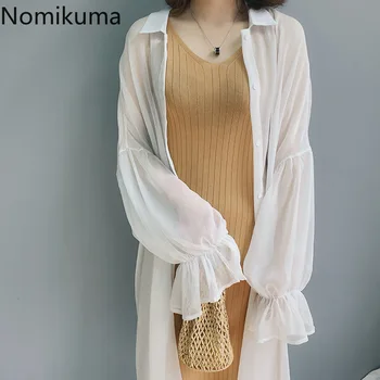 Nomikuma 2020 Spring Summer Chiffon Blouse Women Casual Korean Thin Female Cardigan Tops Lantern Long Sleeve Long Shirt 3Z358
Nomikuma 2020 Spring Summer Chiffon Blouse Women Casual Korean Thin Female Cardigan Tops Lantern Long Sleeve Long Shirt 3Z358