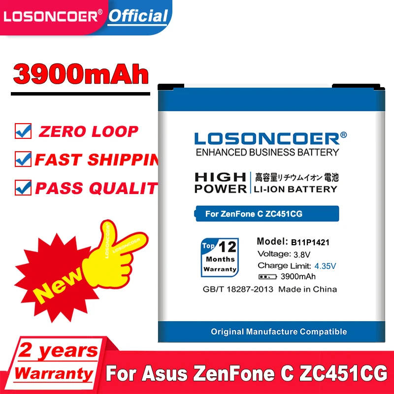 Аккумулятор LOSONCOER B11P1421 3900 мАч для Asus ZenFone C ZC451CG Z007 | Мобильные телефоны и