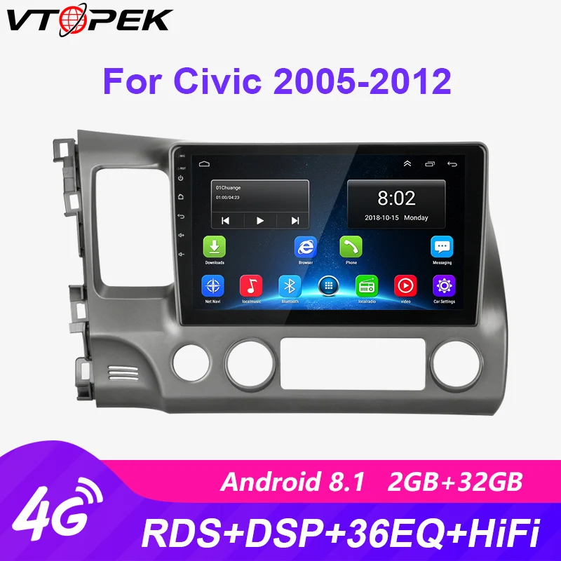 Vtopek 10" 2+32G Android 8.1 4G WiFi Car Radio Multimedia Video Player Navigation GPS HIFI for Honda Civic 2005-2011 2din Dvd
Vtopek 10" 2+32G Android 8.1 4G WiFi Car Radio Multimedia Video Player Navigation GPS HIFI for Honda Civic 2005-2011 2din Dvd