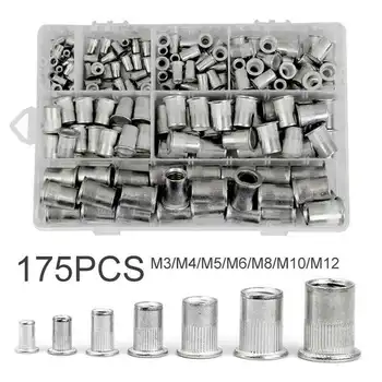 175 Pcs/Box Aluminum Alloy Rivet Nuts Kit Threaded Rivet Nut Inserts M4 M5 M6 M8 Mixed Sets Repairing Home Tools Accessories
175 Pcs/Box Aluminum Alloy Rivet Nuts Kit Threaded Rivet Nut Inserts M4 M5 M6 M8 Mixed Sets Repairing Home Tools Accessories